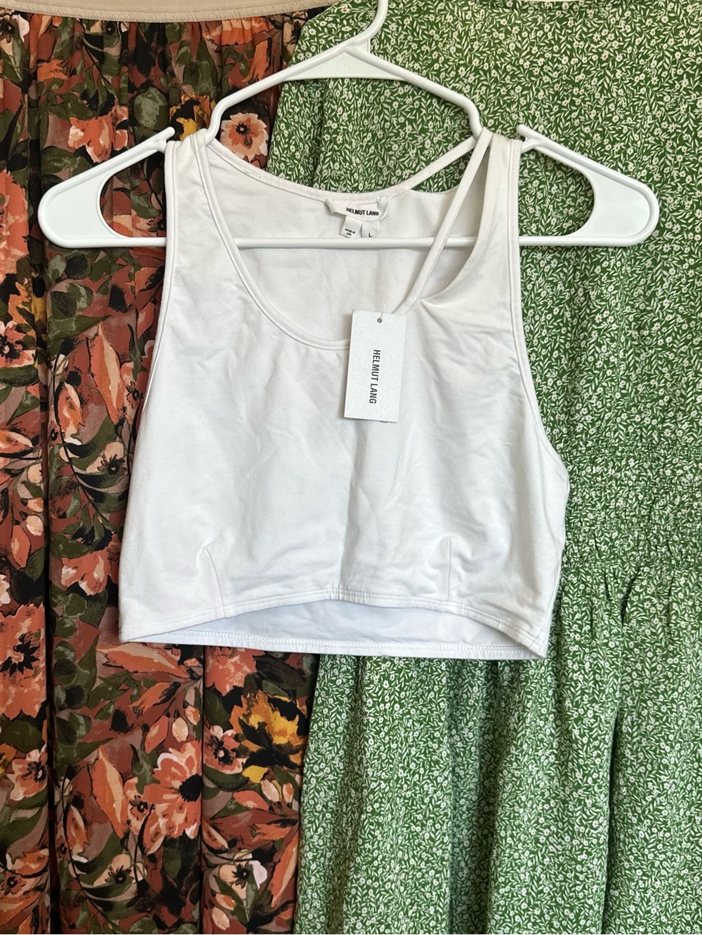 Helmut Lang White Cropped Tank Camisole